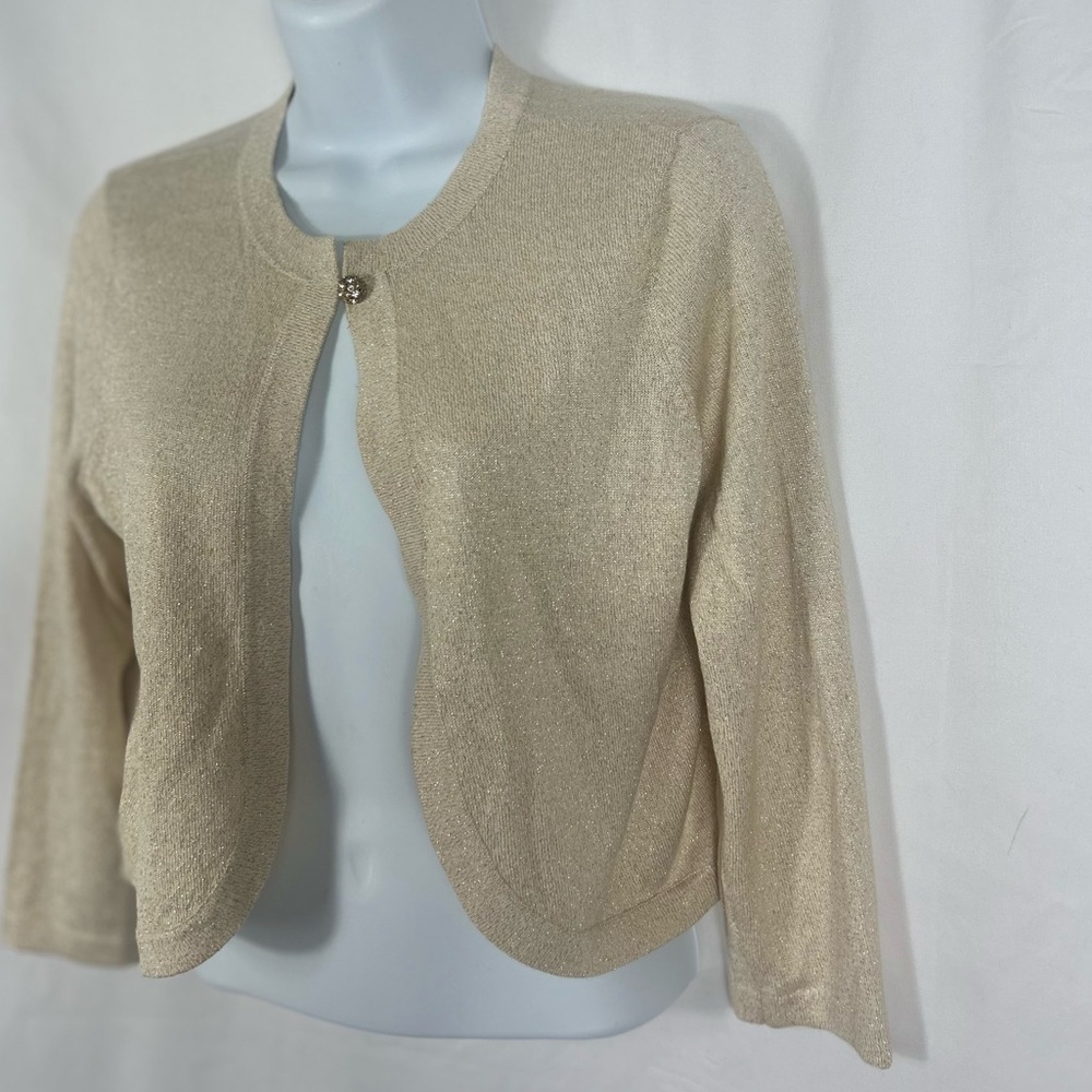 Ann Taylor Silk/Cotton jewel button cropped cardigan sweater S - Picture 2 of 9